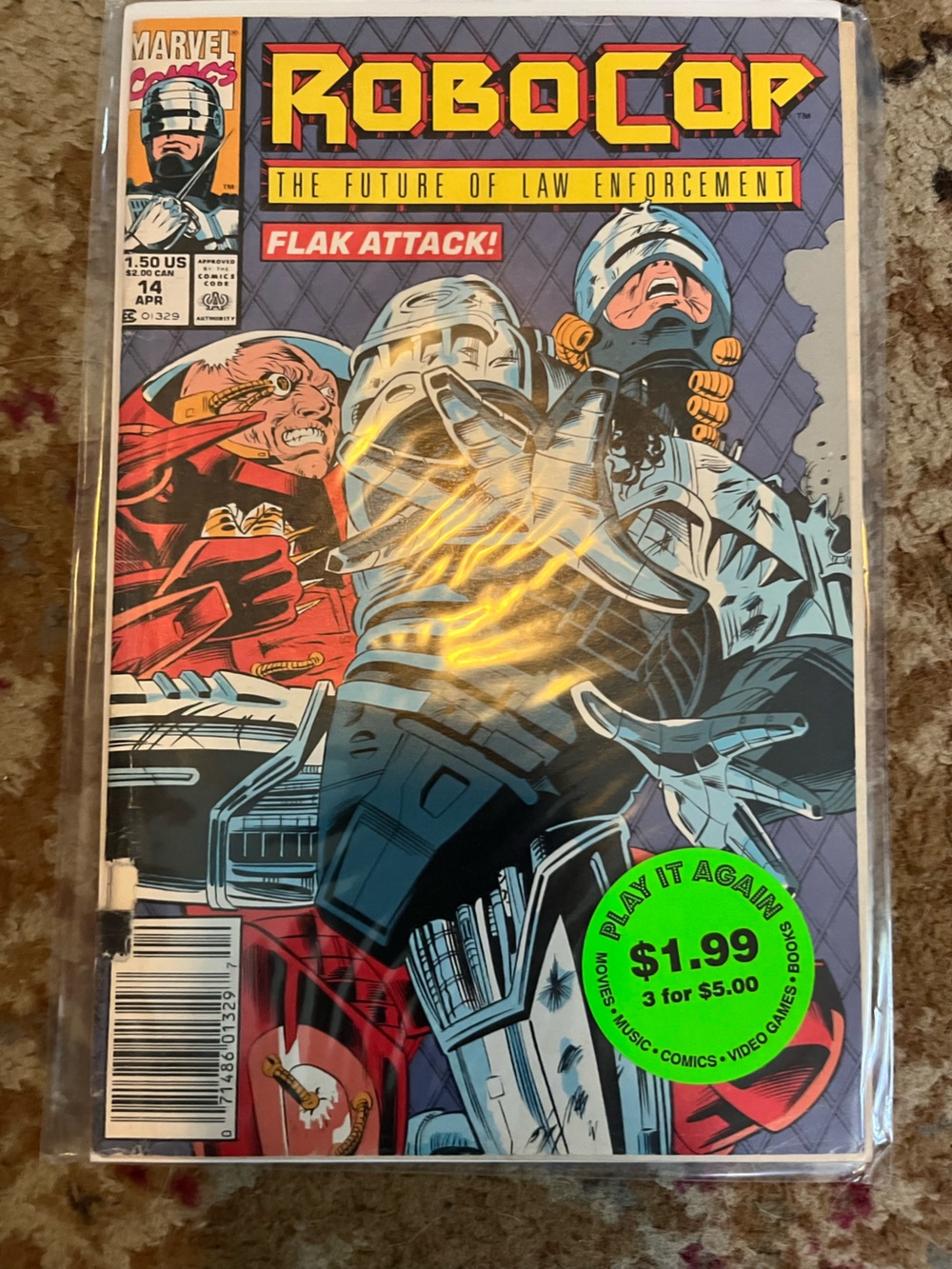 Marvel Comics RoboCop #14 (April 1991) "Flak Attack!" Copper Age